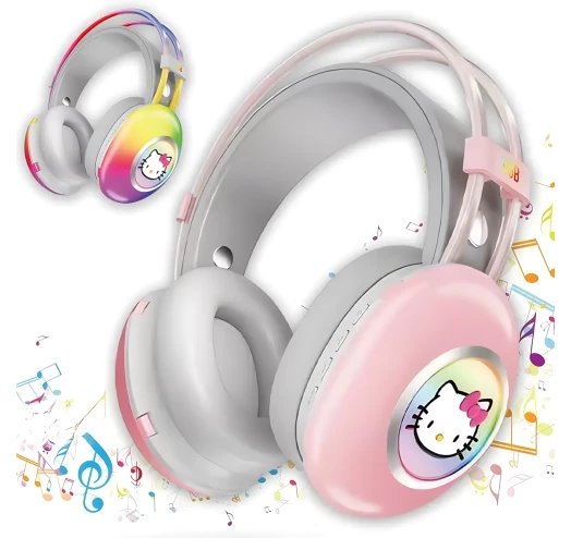 Бездротові накладні навушники  PG-706H з RGB-підсвічуванням та NFC,Рожеві