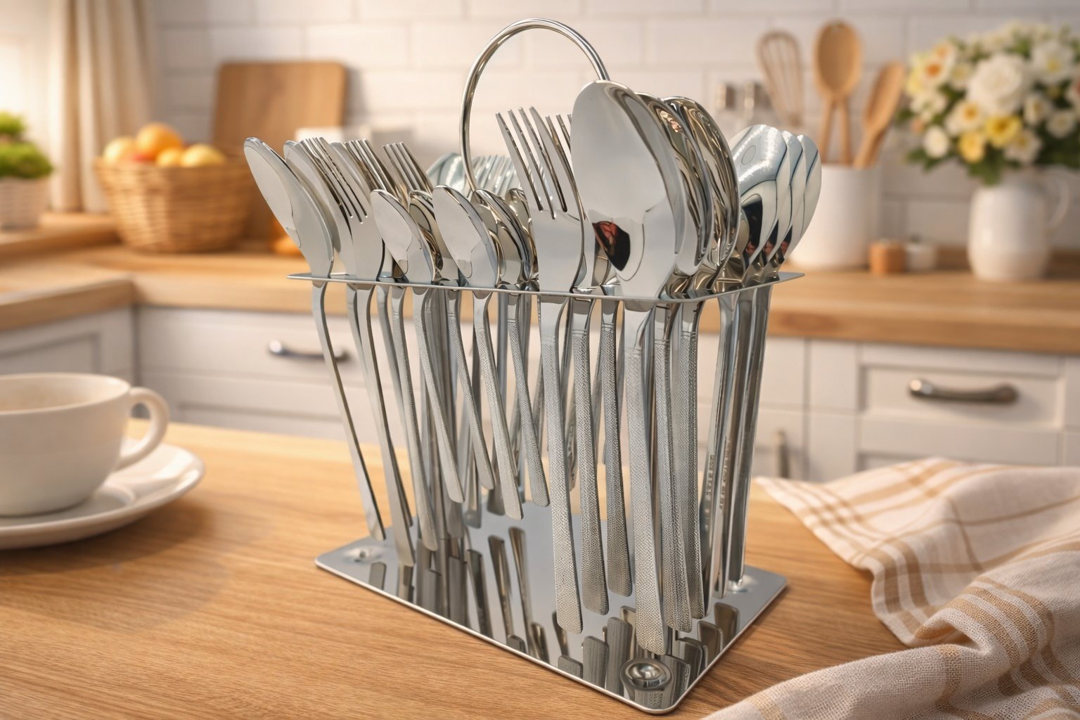 Набір столових приборів Cutlery Set CD-03 (36 предметів) — Розкіш хрому та золотого візерунка