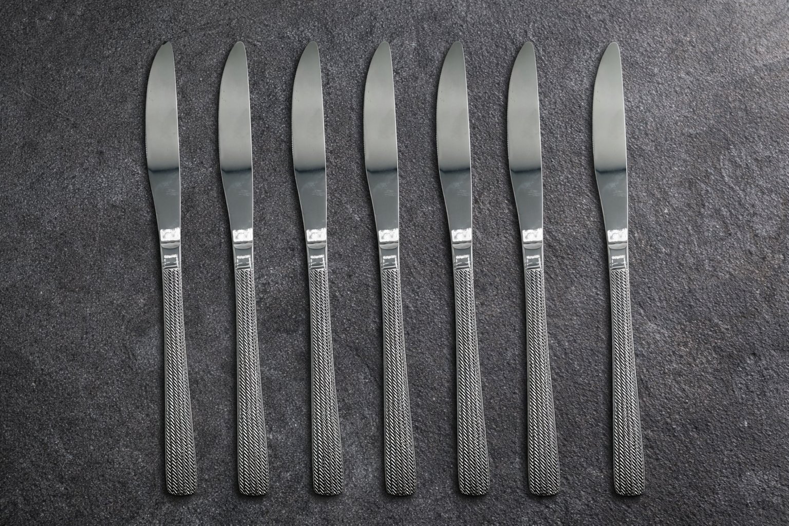 Набір столових ножів Cutlery Set CD-16 (6 шт.) — Хром із фактурним рифленням