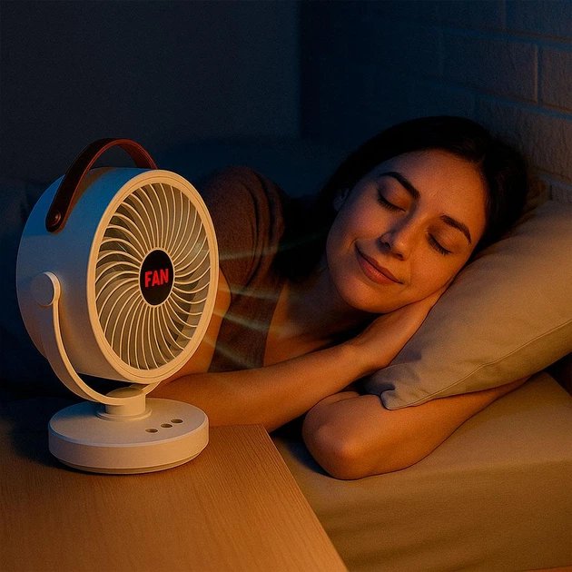 Вентилятор настільний Mini Fan (VU-05/FS-25) — Компактний комфорт із автоповоротом,Білий