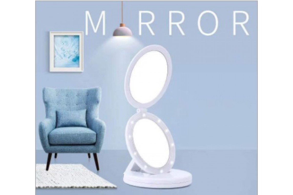 Дзеркало з LED-підсвіткою кругле Large LED Mirror (WO-29) — Складана модель з 5-кратним збільшенням