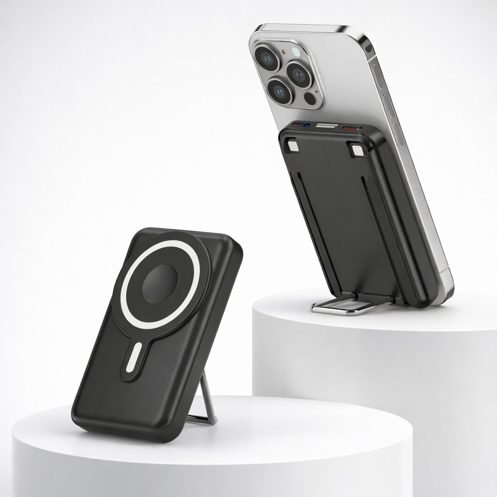 Магнітний Power Bank 10000 mAh — Універсальна енергія 22.5W з MagSafe та кабелями,Чорний
