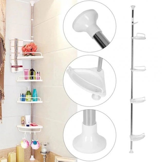 Кутова полиця для ванної Multi Corner Shelf GY-188 — Максимум простору без свердління стін
