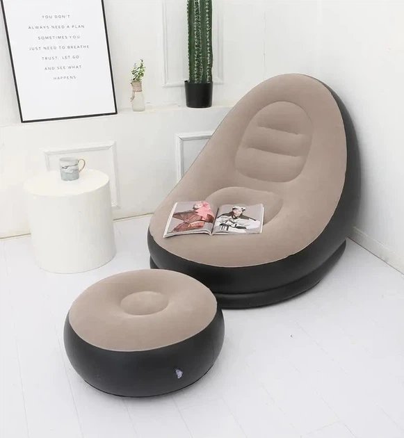Надувне велюрове крісло з пуфом AIR SOFA GS-0910 — Ваш ідеальний простір для релаксу