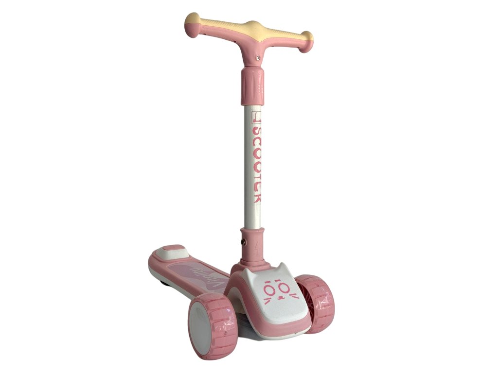 Дитячий триколісний самокат Scooter Vitality 118: Музика та світло для незабутніх прогулянок,Рожевий