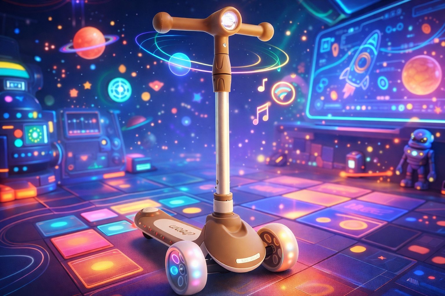 Дитячий триколісний самокат Scooter Dream M1: Преміальна стійкість та світлове шоу,Коричневий