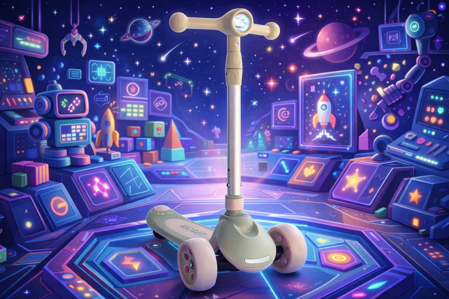 Дитячий триколісний самокат Scooter Dream M1: Преміальна стійкість та світлове шоу,Зелений