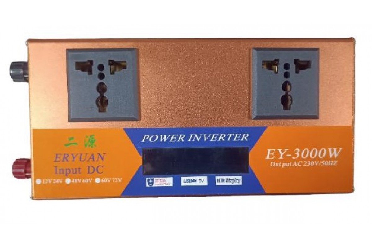 ПЕРЕТВОРЮВАЧ НАПРУГИ (ІНВЕРТОР) 3000W — LCD SMART (12V/24V➔220V)