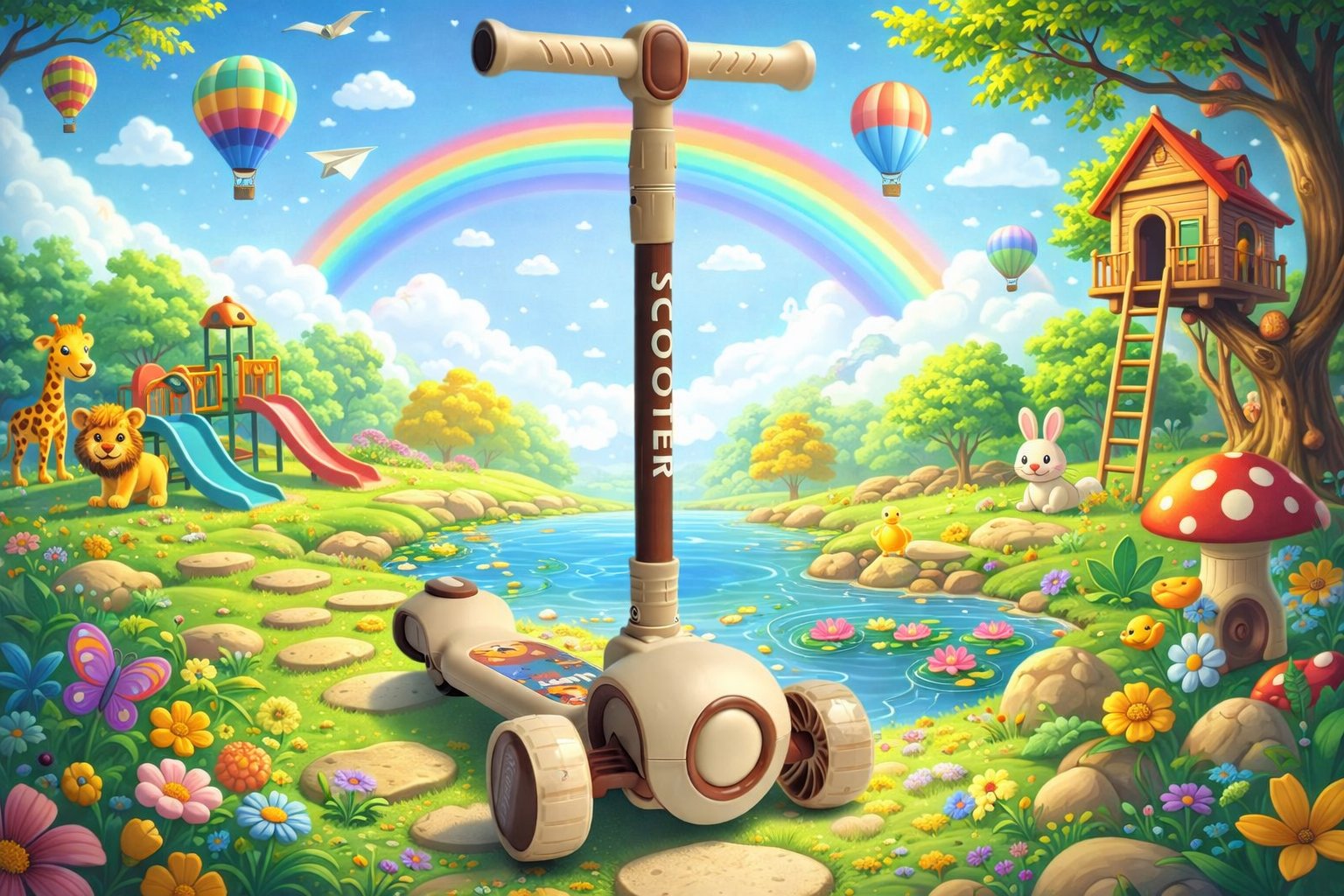 Дитячий триколісний самокат Scooter Happy Day V1: Яскраве свято на кожній прогулянці,Коричневий