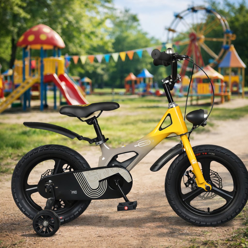 Дитячий двоколісний велосипед KP-01 14# із рамою з міцної сталі,Жовтий