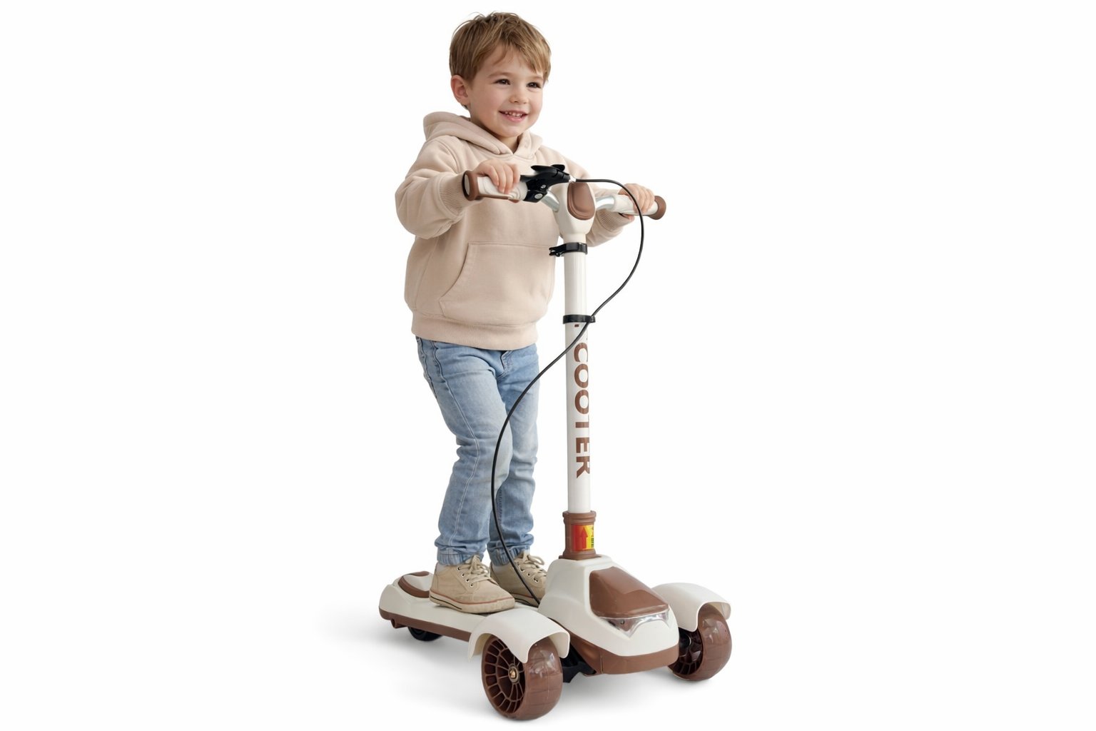 Дитячий триколісний самокат Scooter Super High K612: Найвищий стандарт комфорту та драйву,Коричневий