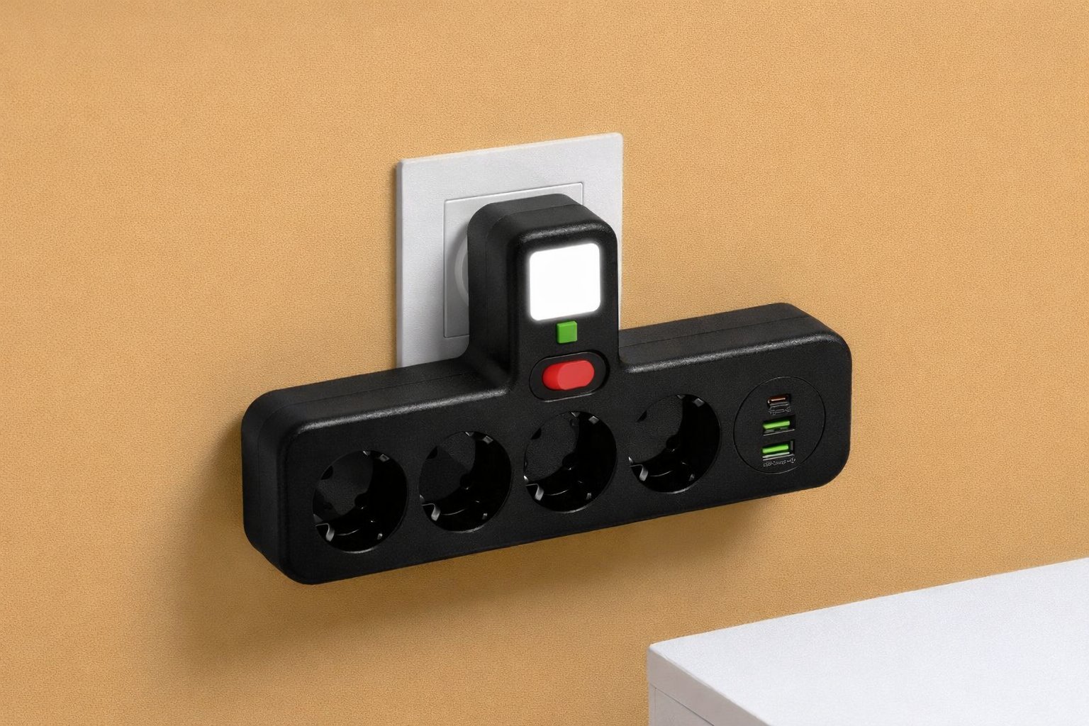 Мережевий подовжувач/фільтр PNS-04 (4 розетки + USB/Type-C)