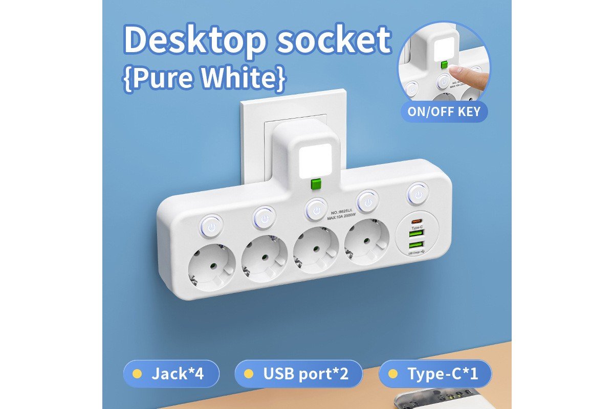 Мережевий подовжувач/фільтр PNS-01/8625UL (4 розетки + USB/Type-C)