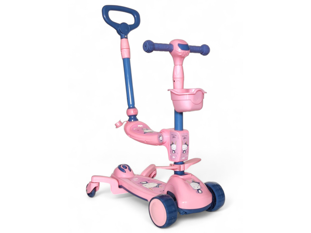 Дитячий самокат-трансформер 3 в 1 Scooter Lovely Child 619-1: Преміальний комфорт та інноваційне керування,Рожевий