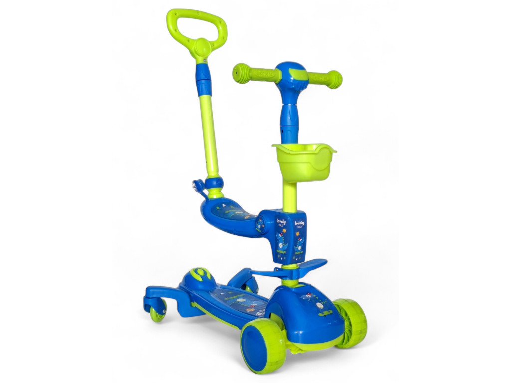 Дитячий самокат-трансформер 3 в 1 Scooter Lovely Child 619-1: Преміальний комфорт та інноваційне керування,Синій