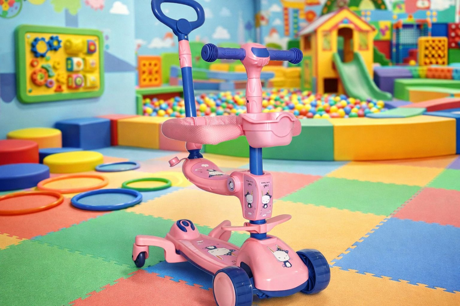 Дитячий самокат-трансформер 4 в 1 Scooter Lovely Child 8520: Безпека преміумкласу та повний контроль,Рожевий