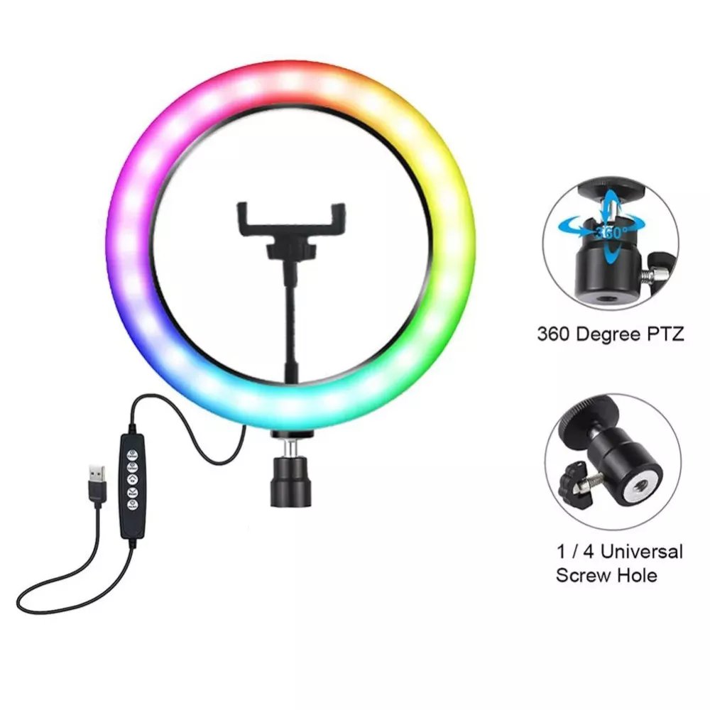 Кільцева LED лампа RD-30 RGB 30 см — компактне освітлення з креативними кольоровими режимами