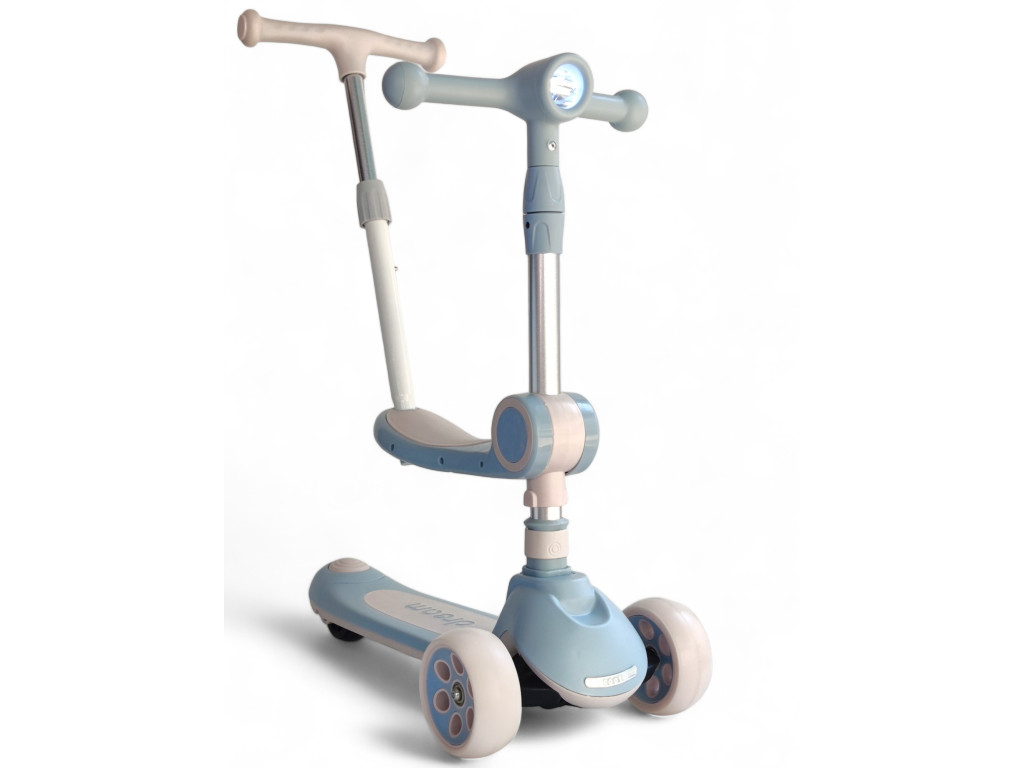 Дитячий самокат-трансформер 3 в 1 Scooter Dream M3: Потужність, безпека та світлові ефекти,Блакитний