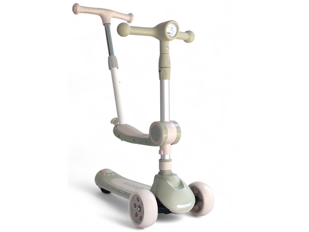 Дитячий самокат-трансформер 3 в 1 Scooter Dream M3: Потужність, безпека та світлові ефекти,Зелений