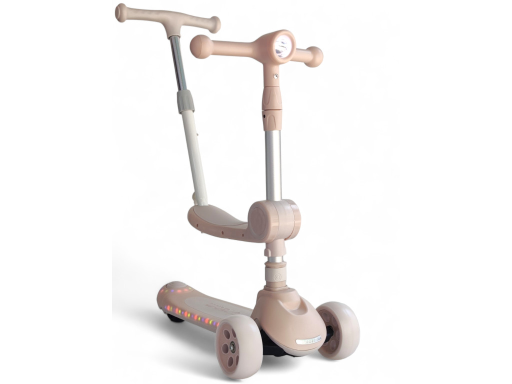 Дитячий самокат-трансформер 3 в 1 Scooter Dream M3: Потужність, безпека та світлові ефекти,Рожевий