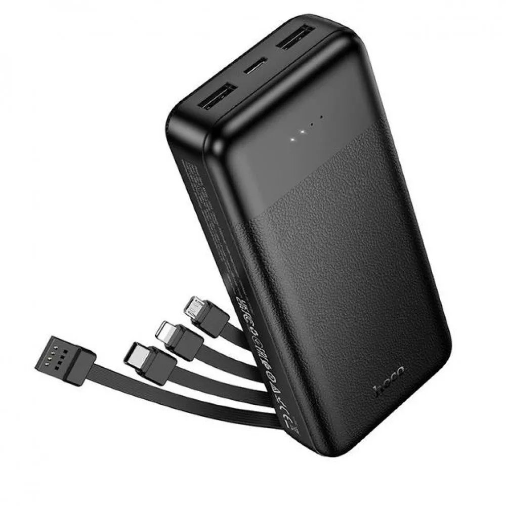 Повербанк Hoco J163A 20000 mAh — комплексне рішення з вбудованими кабелями