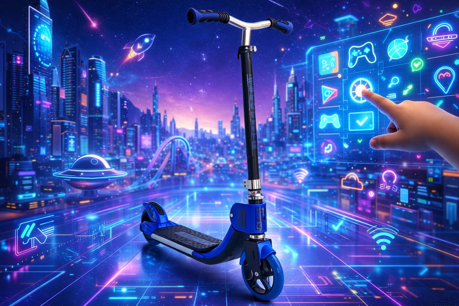 Дитячий двоколісний самокат Scooter HBC 391X: Легкість, безпека та інноваційне паркування,Синій