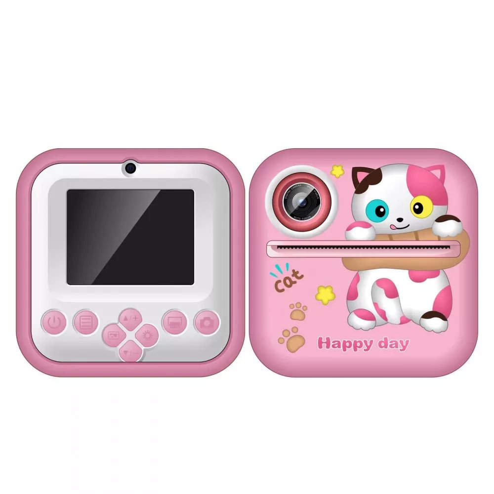 Дитячий фотоапарат з моментальним друком Kids Print Camera S2 — творчість та розваги у кожному кадрі (Cat Pink)