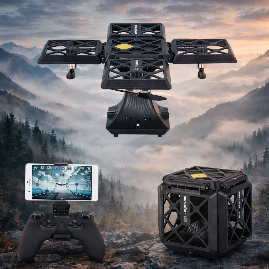 Дитячий квадрокоптер  — WiFi-керування, FPV-камера, пульт, чорний