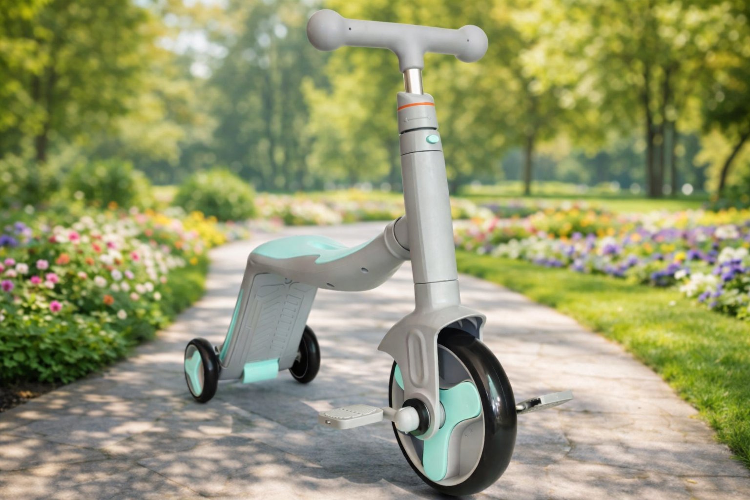 Дитячий велосипед-беговел-самокат 3 в 1 Scooter FL-868: Універсальний транспорт для маленьких дослідників,М'ятний