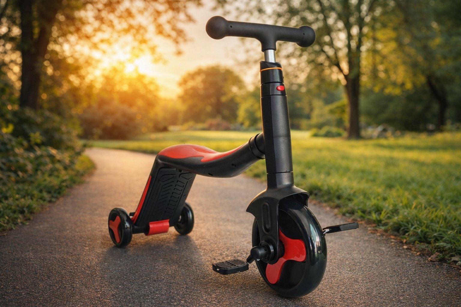 Дитячий велосипед-беговел-самокат 3 в 1 Scooter FL-868: Універсальний транспорт для маленьких дослідників,Червоний