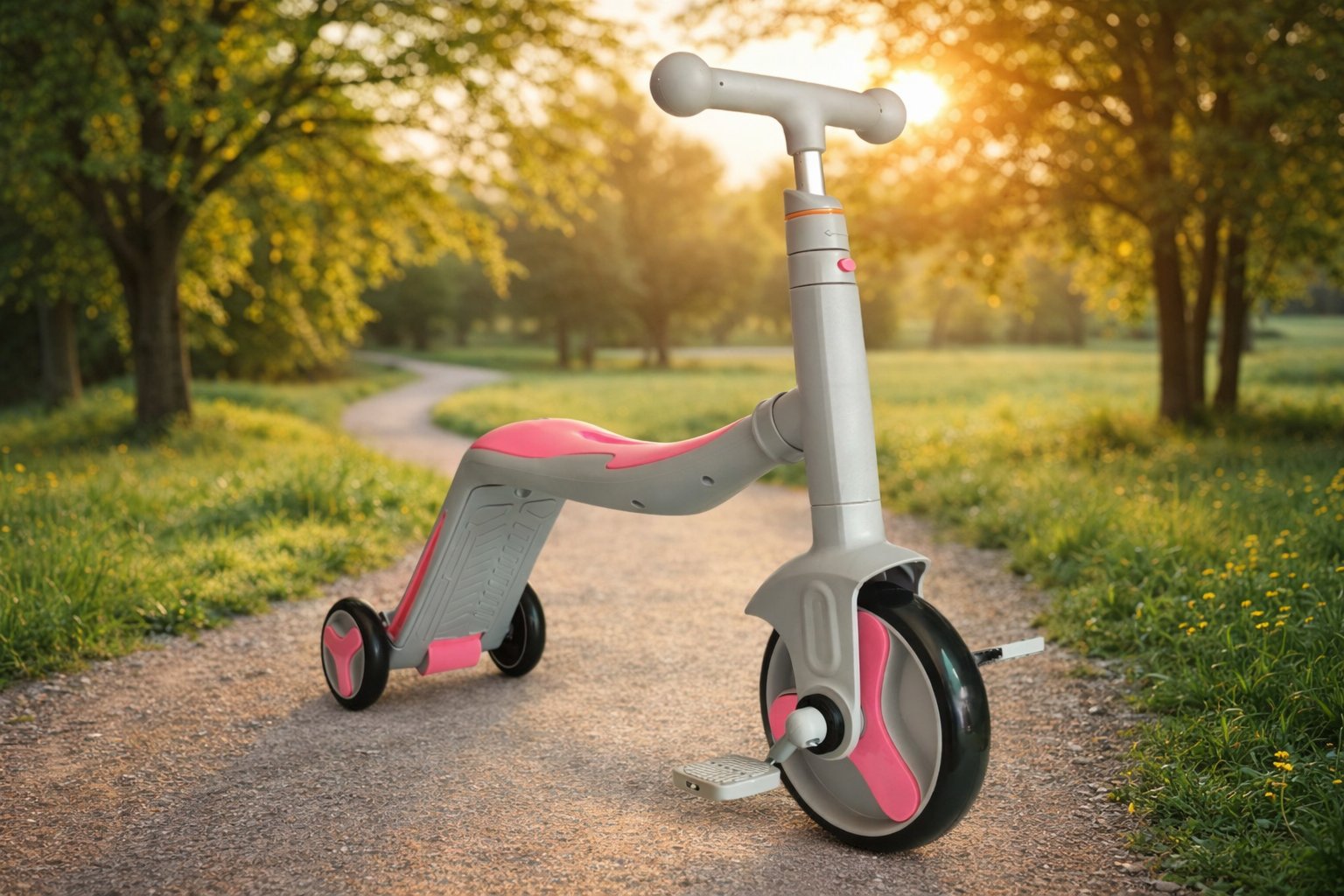 Дитячий велосипед-беговел-самокат 3 в 1 Scooter FL-868: Універсальний транспорт для маленьких дослідників,Рожевий