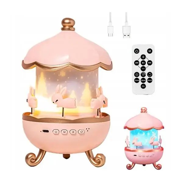 Ночник-проектор, що обертається, BUNNYS CAROUSEL (6 змінних картриджів, Bluetooth)