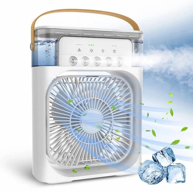 Мінікондиціонер Air Cooler Fan: Вентилятор, зволожувач та нічник (3-в-1)