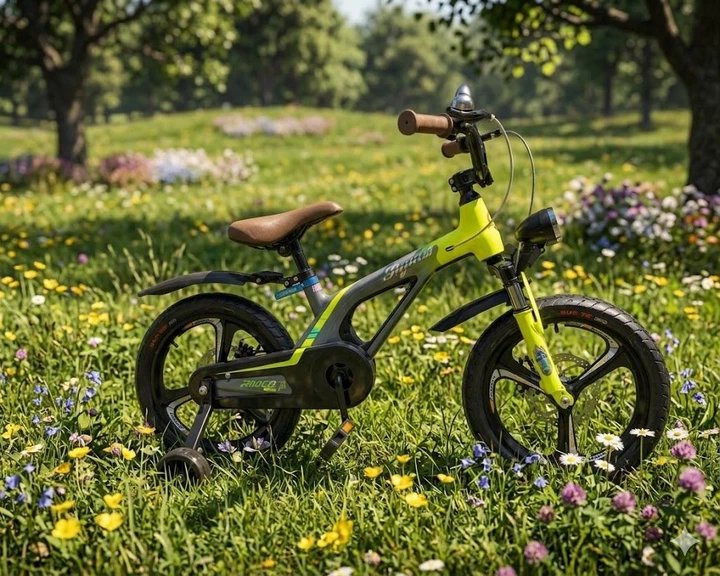Дитячий двоколісний велосипед XBW-888-18 (із рамою з якісної сталі,з допоміжними коліщатками та ручними дисковими гальмами),Зелений