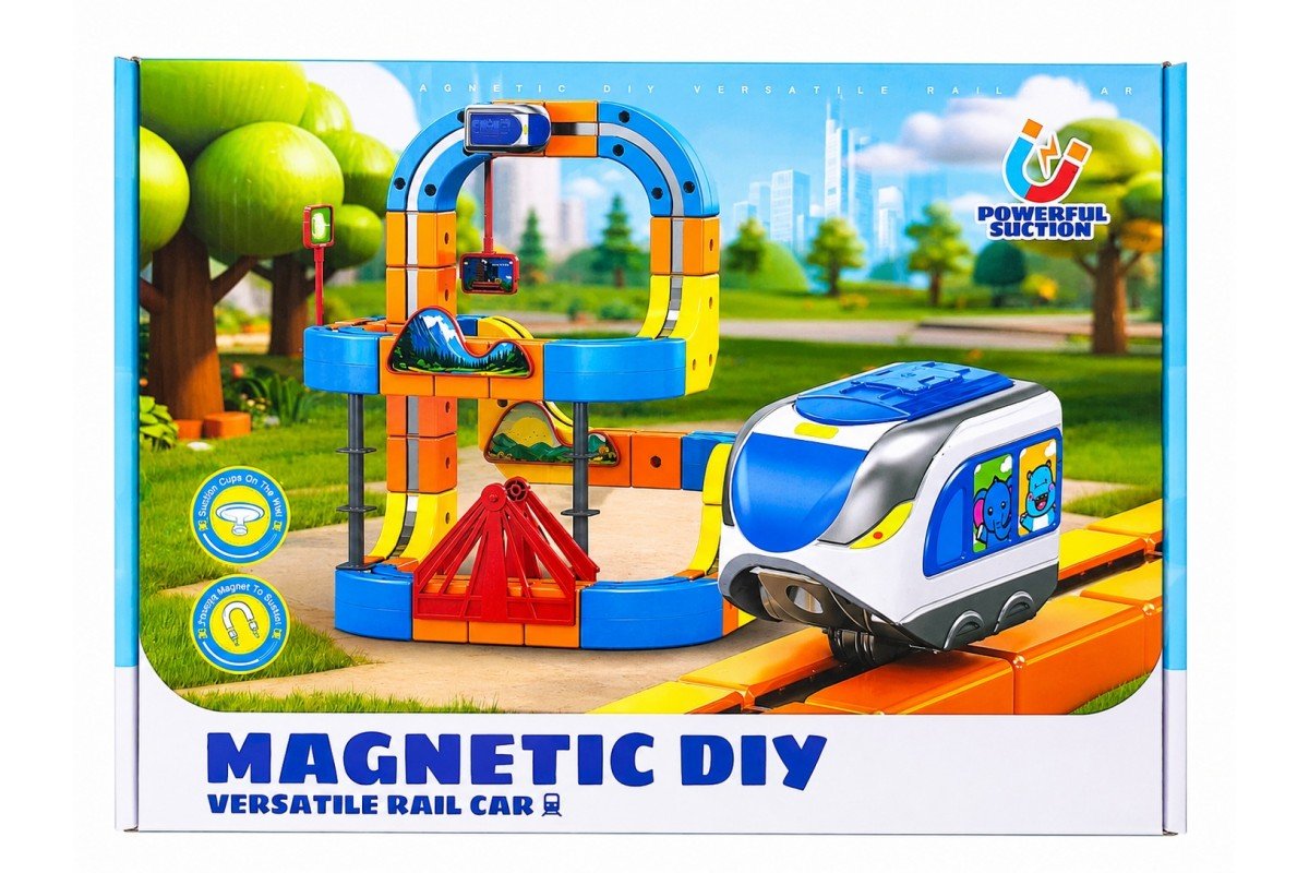 Магнітний конструктор «Поїзд» Magnetic DIY Rail Car (WX2702) — 82 деталі