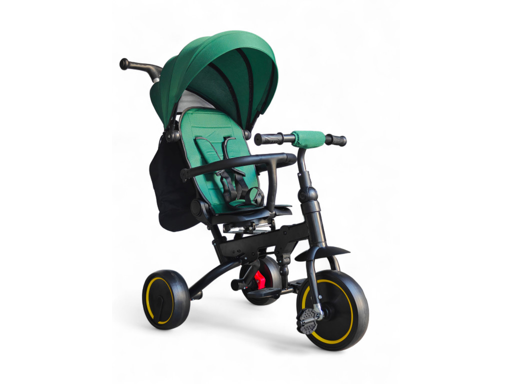 Триколісний велосипед-коляска 2 в 1 Tricycle 6171: Максимальний комфорт та безпека з оглядом на 360°,Зелений