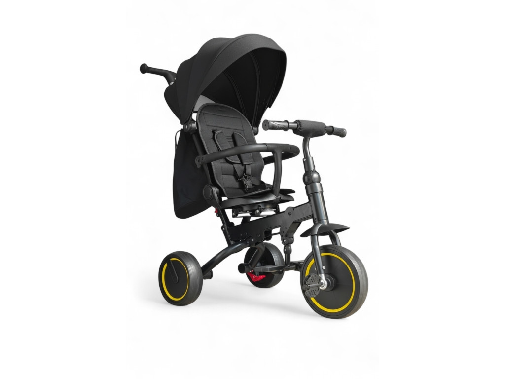 Триколісний велосипед-коляска 2 в 1 Tricycle 6171: Максимальний комфорт та безпека з оглядом на 360°,Чорний