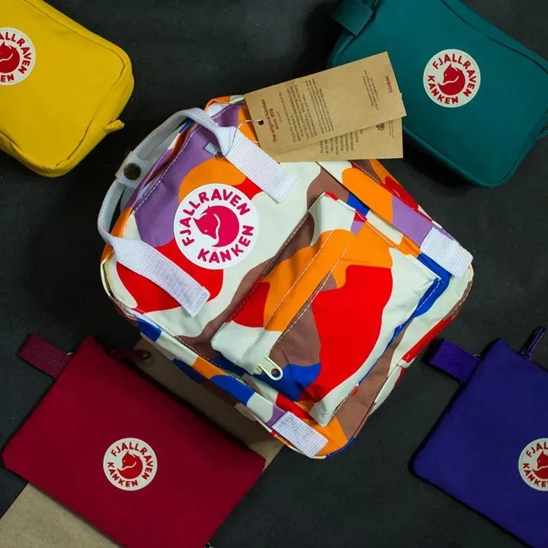 Рюкзак Fjällräven Kånken Mini 7л (27х21х10 см) – Біло-помаранчевий