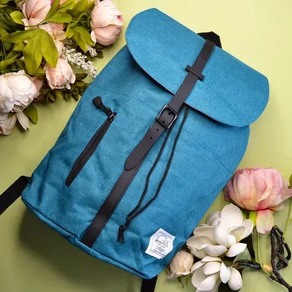 Блакитний міський рюкзак Herschel зі вставками з екошкіри для повсякденного комфорту