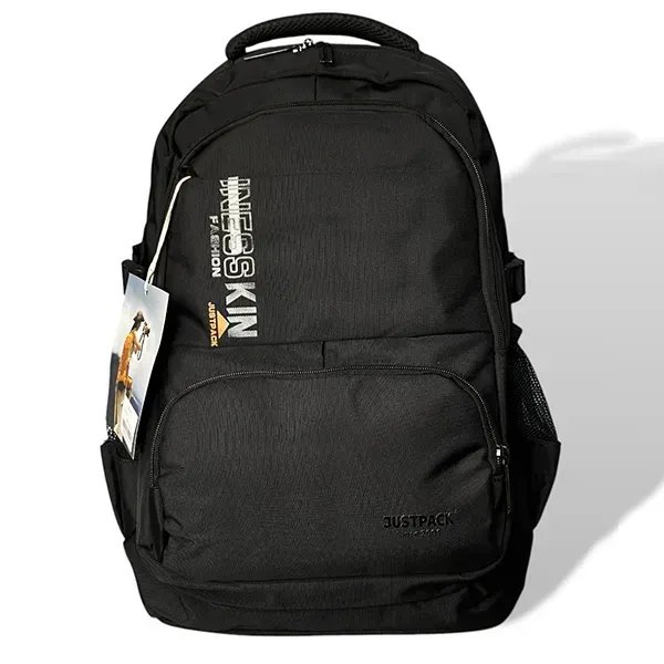 Чорний великий міський універсальний рюкзак Justpack з ортопедичною спинкою та кишенею антикрадій для ноутбука до 17 дюймів