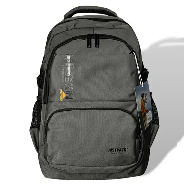 Сірий великий міський універсальний рюкзак Justpack з ортопедичною спинкою та кишенею антикрадій для ноутбука до 17 дюймів
