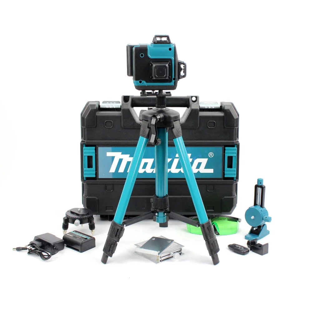 Акумуляторний лазерний нівелір Makita SK700GDZ 3D-4D (3.7V, 5.0 А·год, зі штативом): Професійна розмітка та 16 зелених ліній 360°!